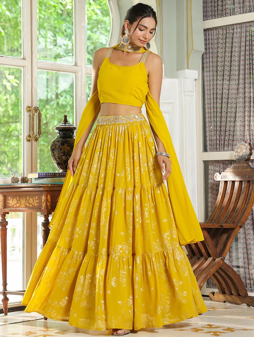 women yellow flared lehenga - 21514021 -  Standard Image - 1