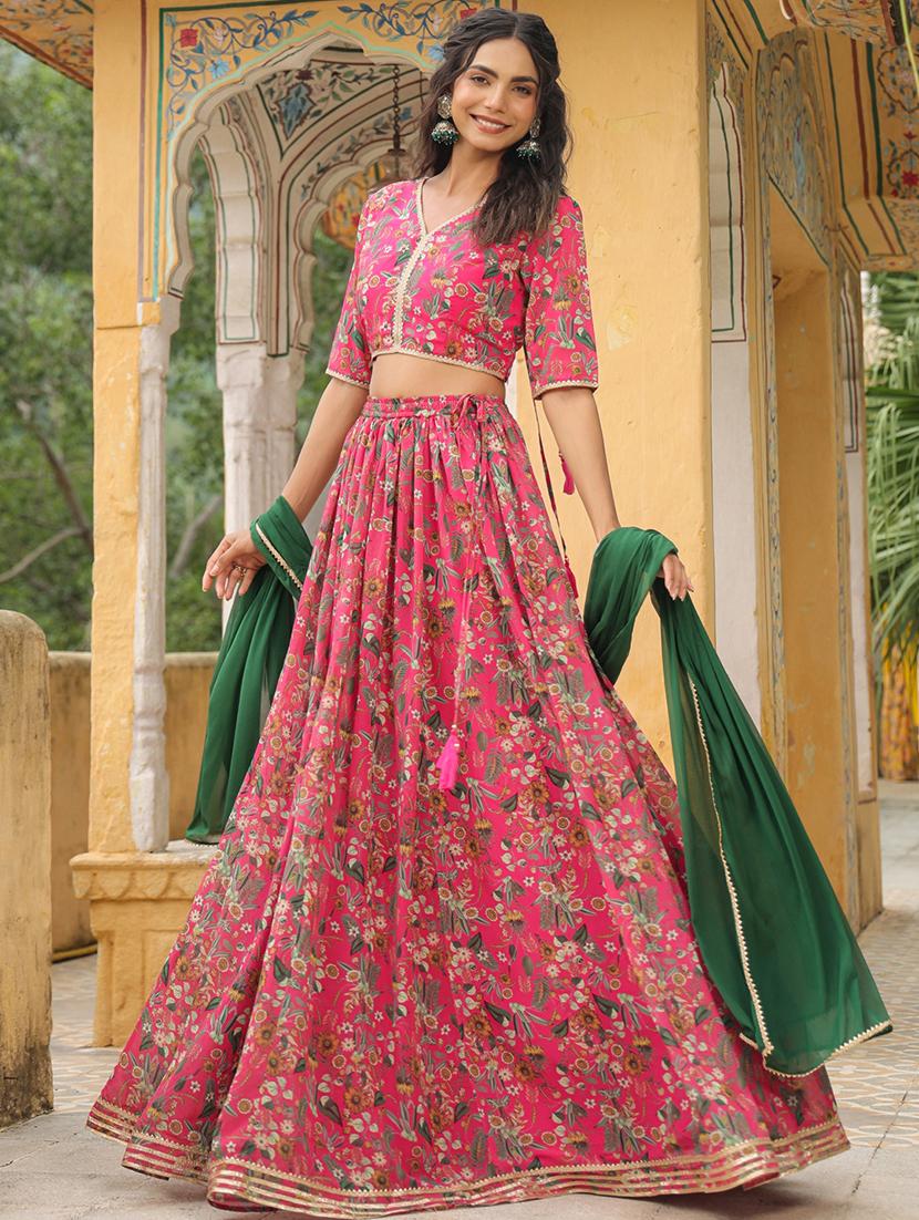women pink flared lehenga - 21514022 - Standard Image - 1