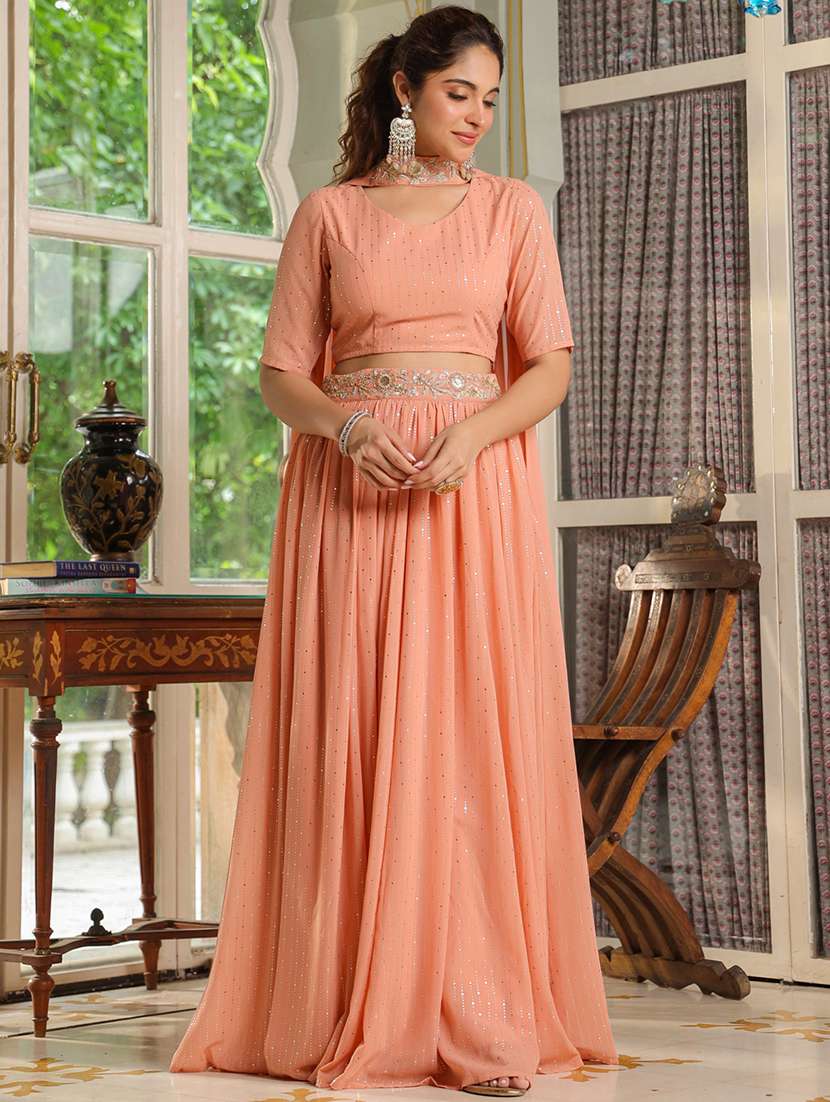 women orange flared lehenga - 21514024 -  Standard Image - 1
