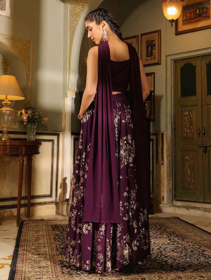 women purple flared lehenga - 21514025 -  Standard Image - 4