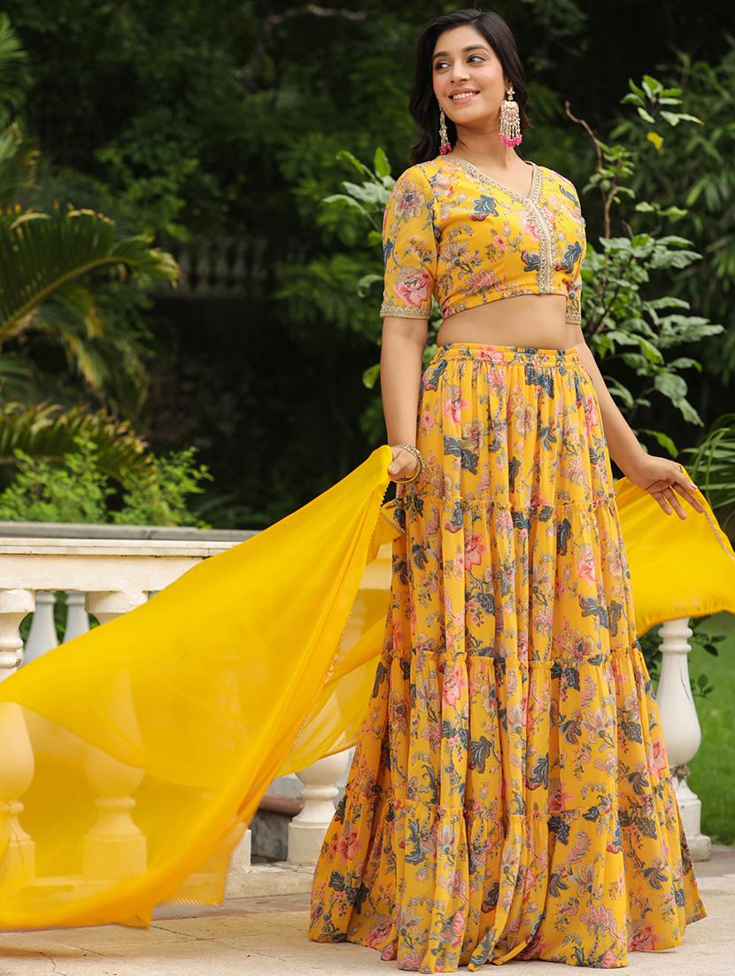 women yellow flared lehenga - 21514028 -  Standard Image - 1