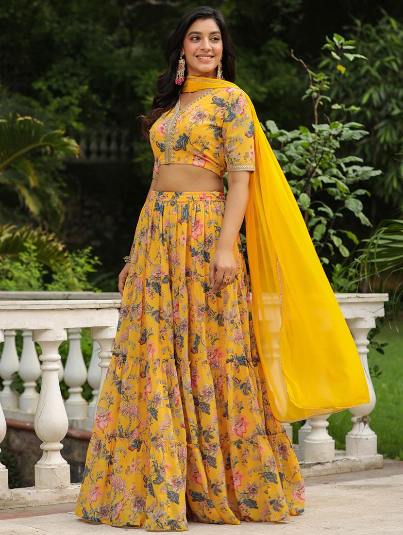 women yellow flared lehenga - 21514028 - Standard Image - 4