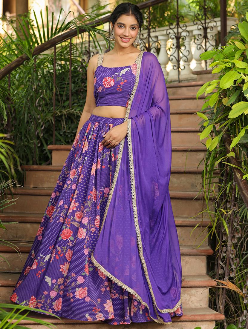 women purple flared lehenga - 21514030 - Standard Image - 4
