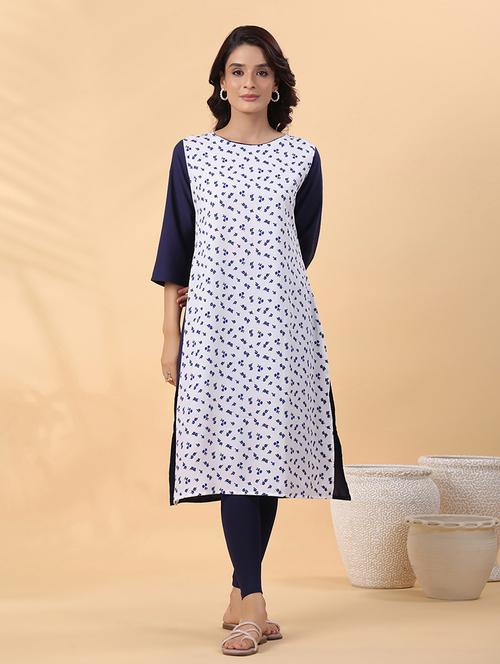 women white crepe straight kurta - 21514063 - Standard Image - 0