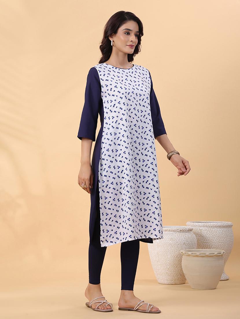 women white crepe straight kurta - 21514063 - Standard Image - 1