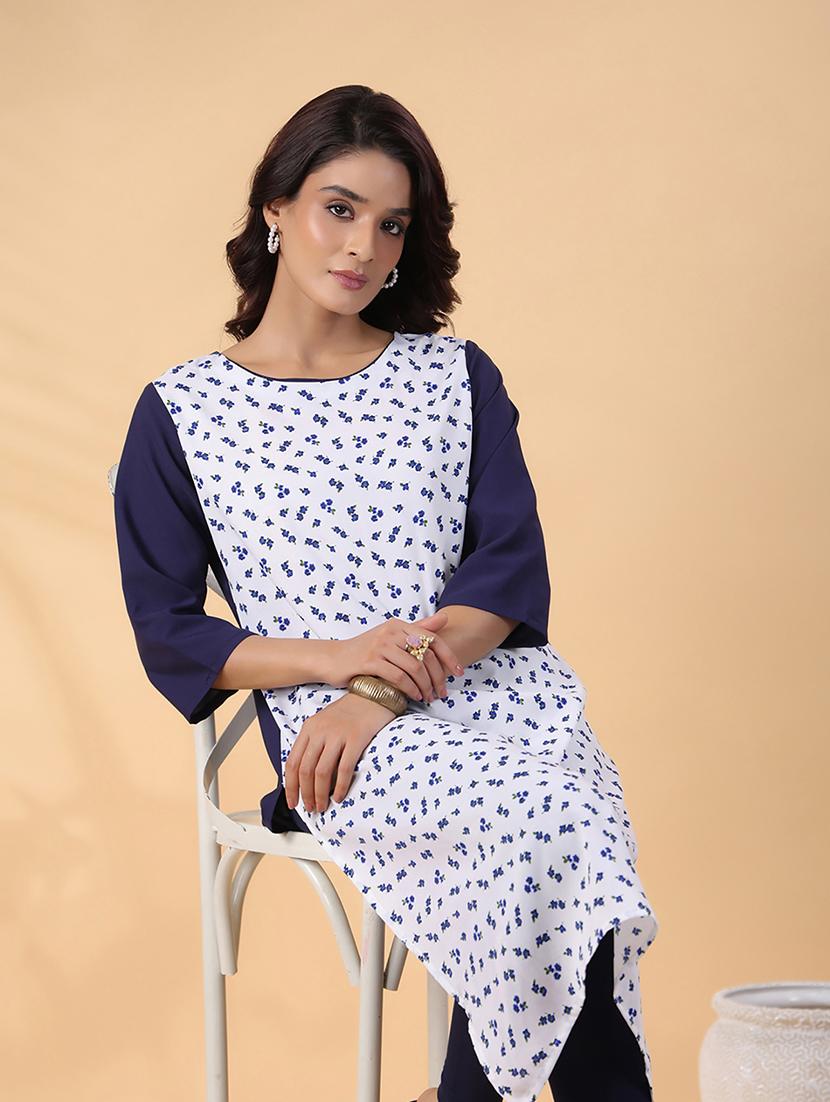 women white crepe straight kurta - 21514063 - Standard Image - 4