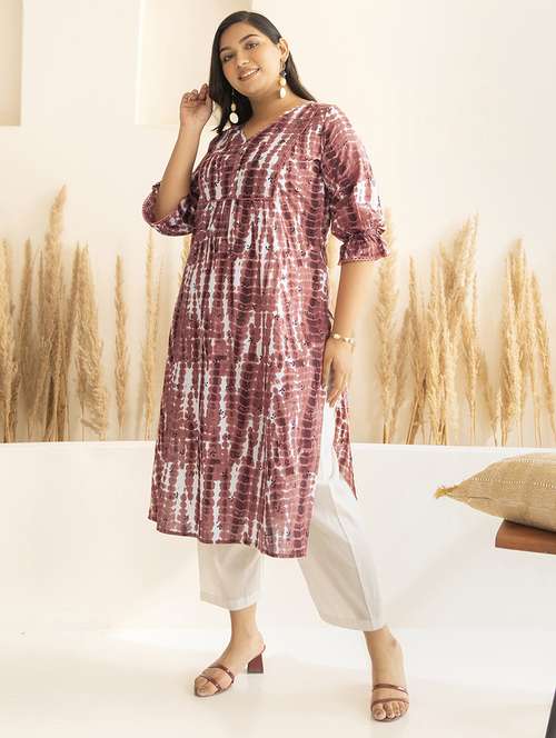 women peach cotton straight kurta - 21514077 - Standard Image - 0