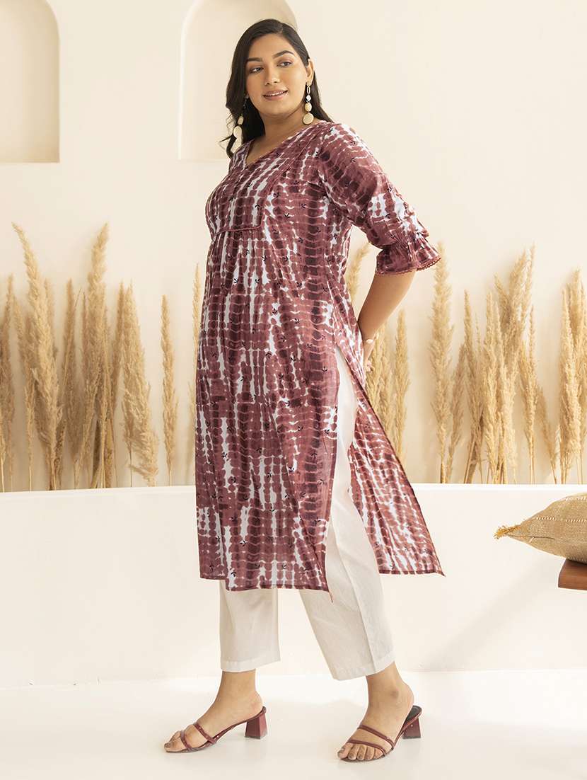 women peach cotton straight kurta - 21514077 - Standard Image - 1