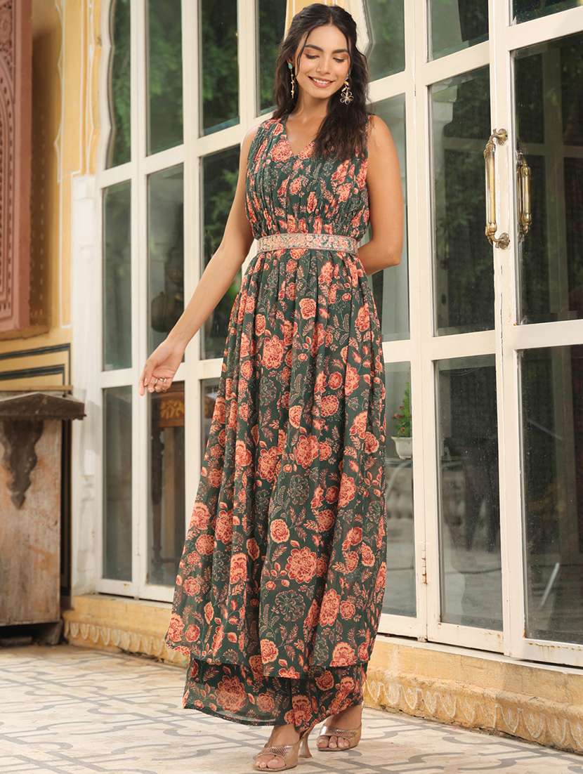 women green kurta palazzo set - 21514092 - Standard Image - 1