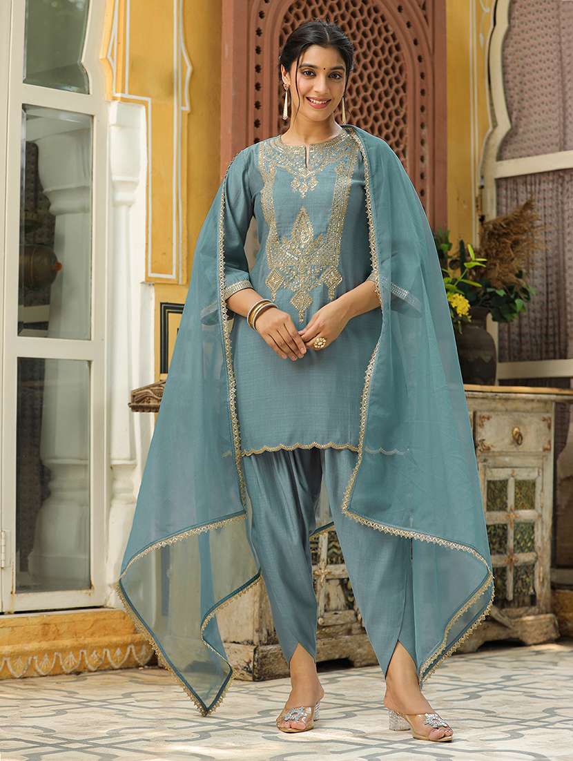 women sea green suit set