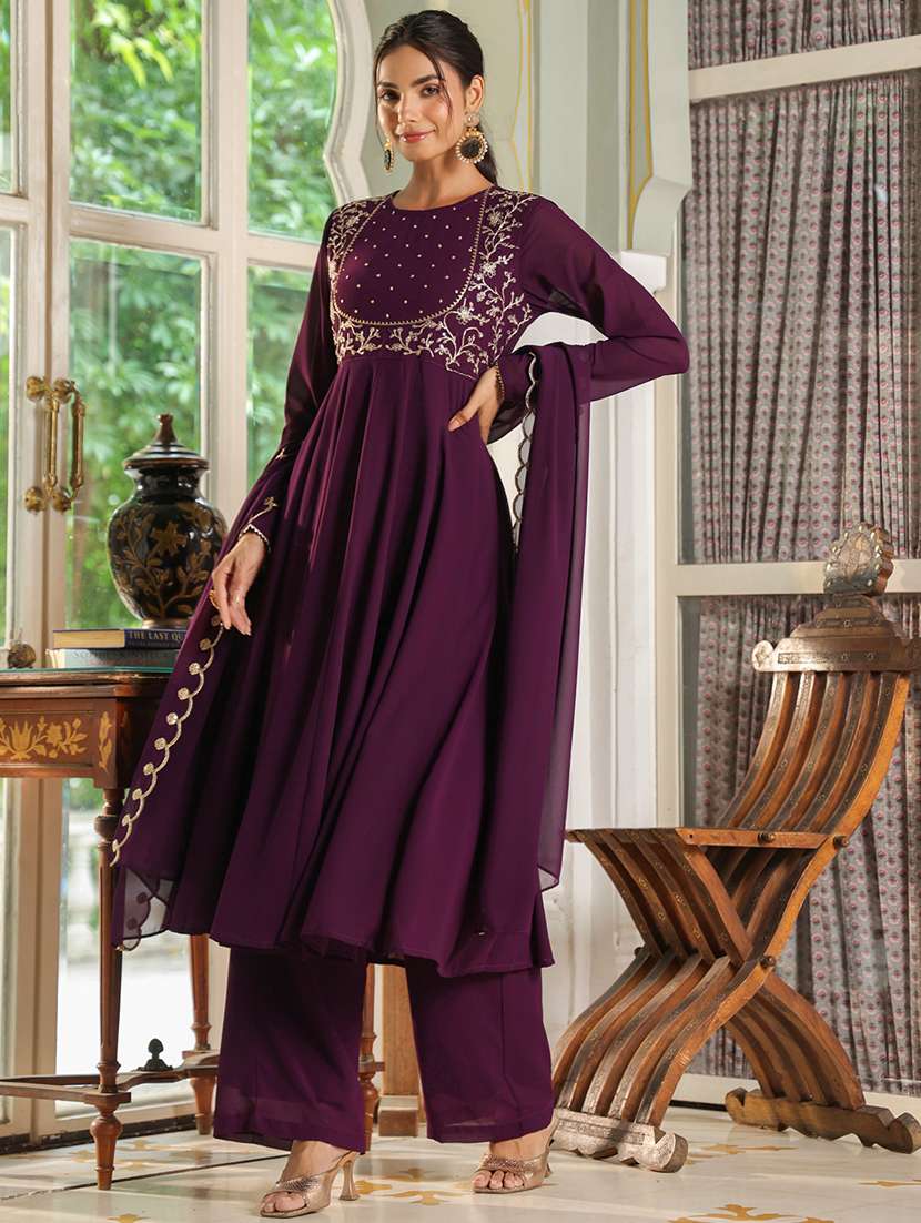 women embroidered long sleeve kurta pant with dupatta set - 21514112 -  Standard Image - 1