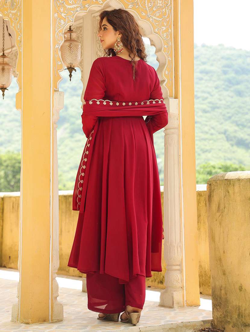 Women Maroon Suit Set