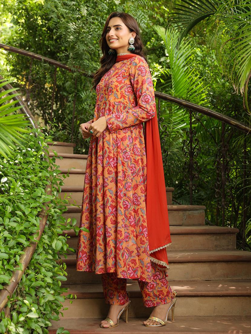 women printed long sleeves suit set - 21514117 - Standard Image - 1