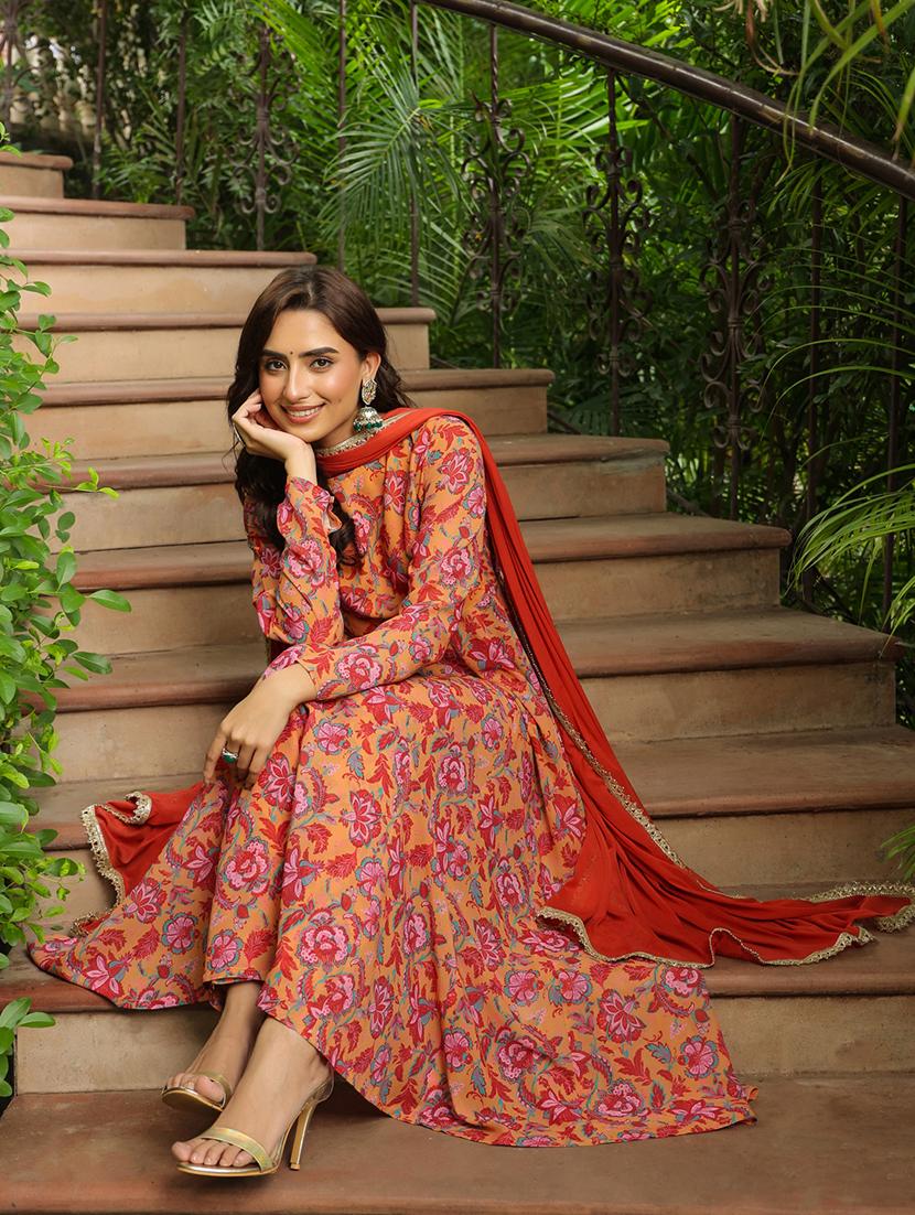 women printed long sleeves suit set - 21514117 - Standard Image - 4