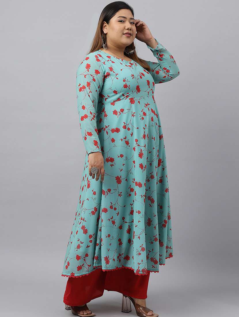 women printed long sleeves plus size suit set - 21514123 - Standard Image - 1