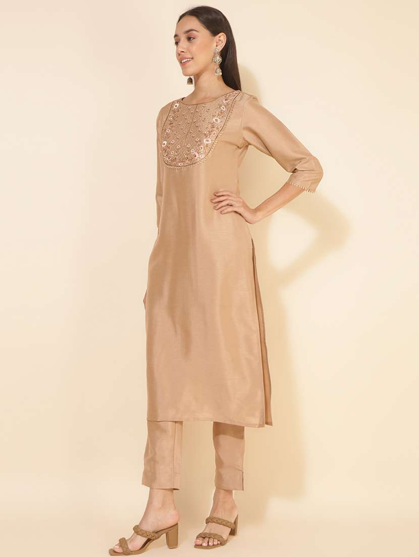 women beige kurta pant set - 21514143 -  Standard Image - 1