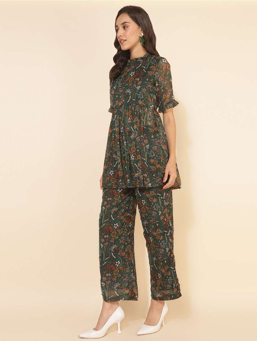 women green floral printed kurta pant set - 21514146 -  Standard Image - 1
