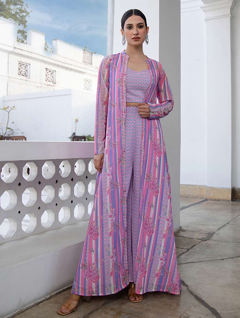 women multi color printed fusion set