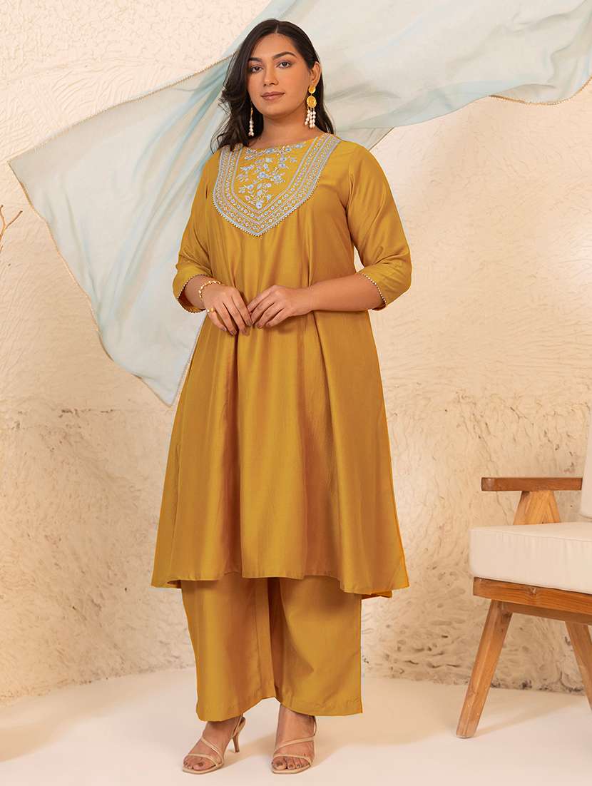 Women Round Neck Embroidered Kurta Palazzo Set With Dupatta - 21514153 -  Standard Image - 1