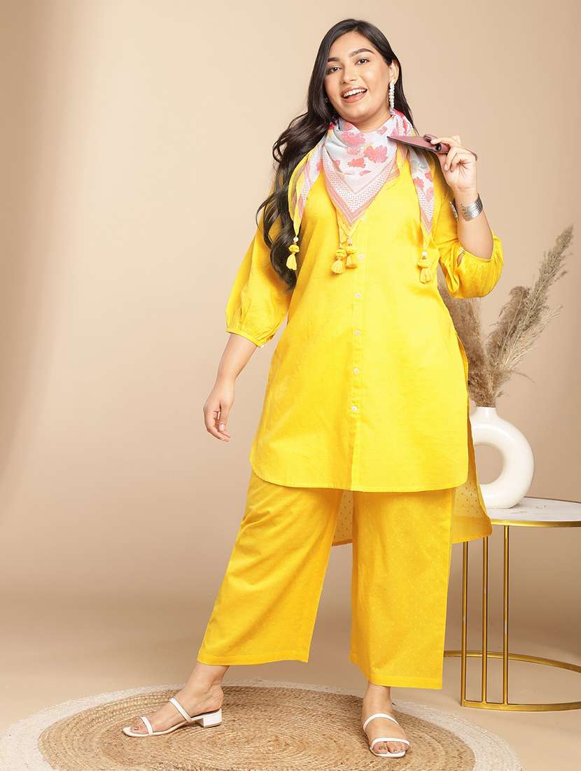 women v neck solid kurta palazzo set with dupatta - 21514160 -  Standard Image - 1