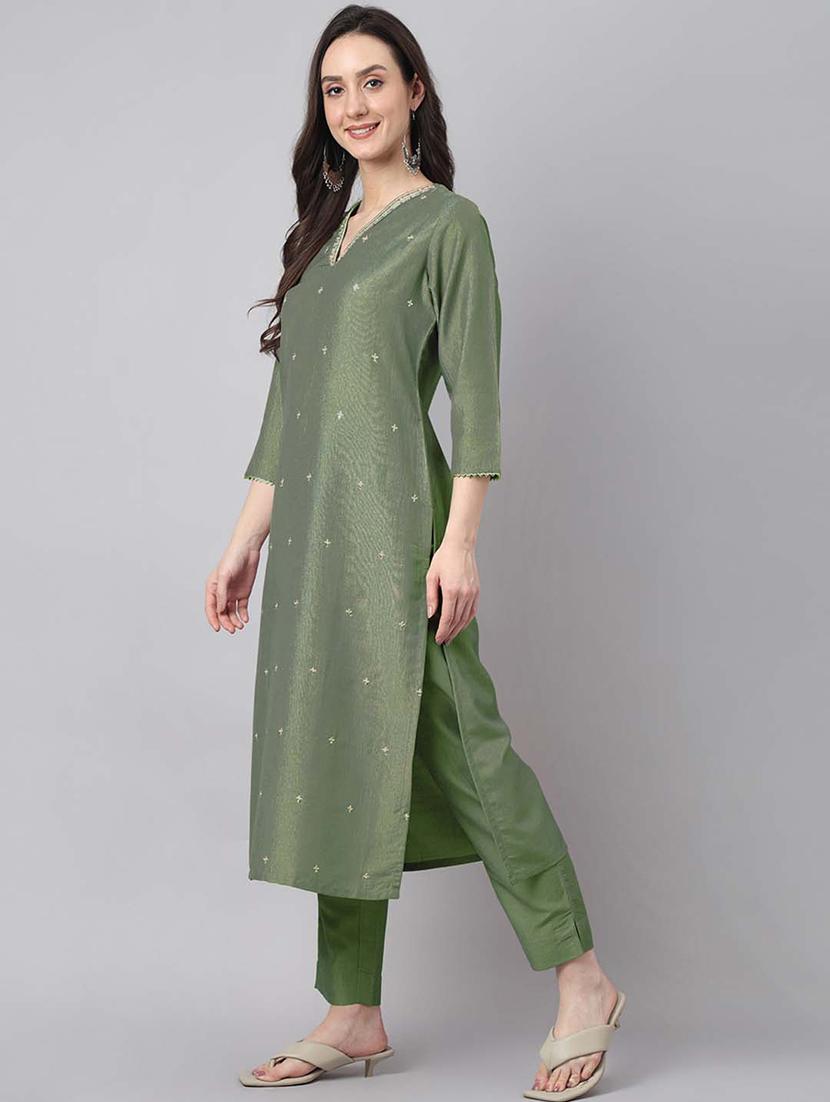 women three quarter sleeve kurta pant with dupatta set - 21514189 - Standard Image - 4