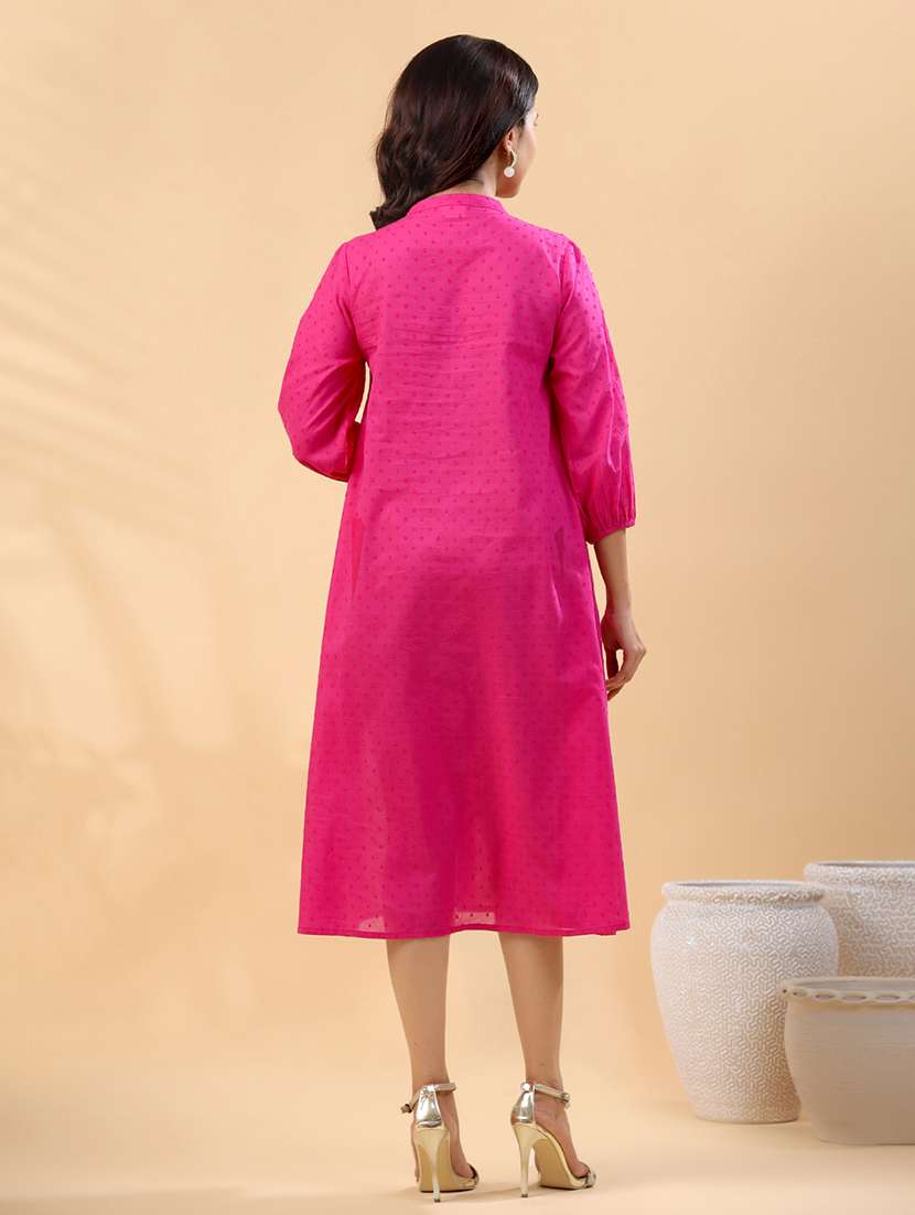 women pink embroidered a-line dress - 21514258 - Standard Image - 4