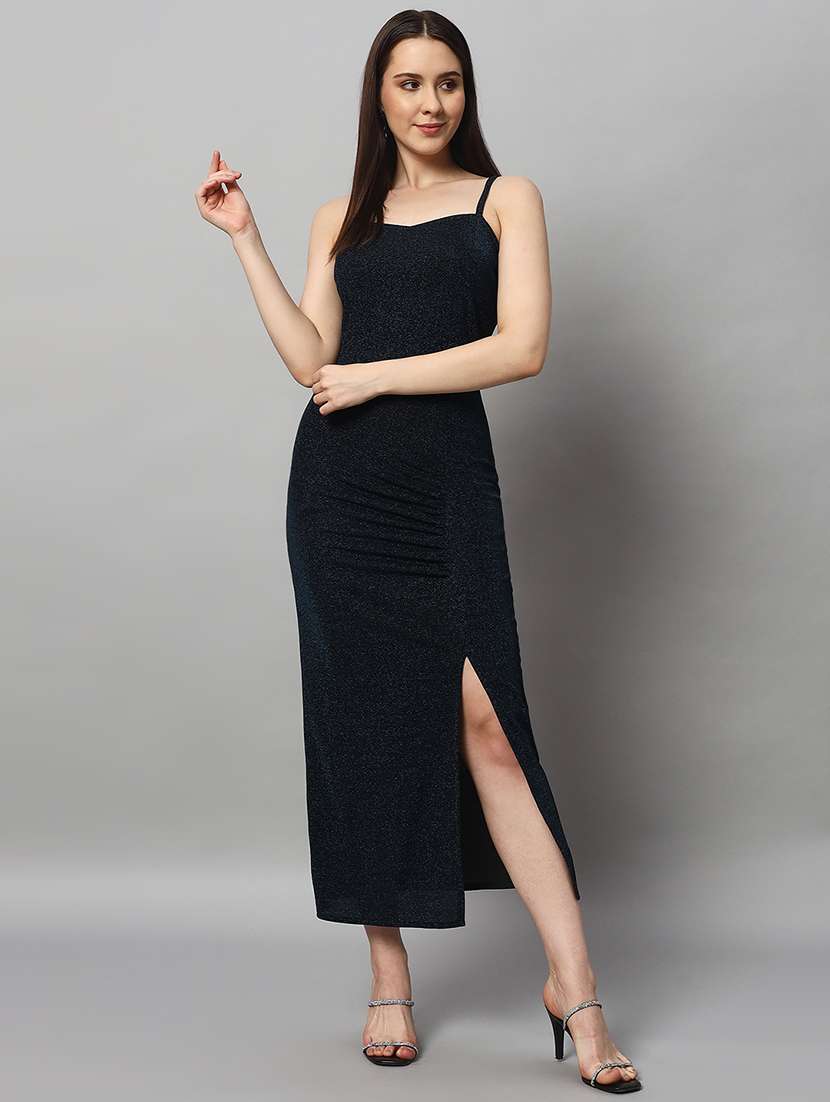 women navy blue lycra bodycon dress