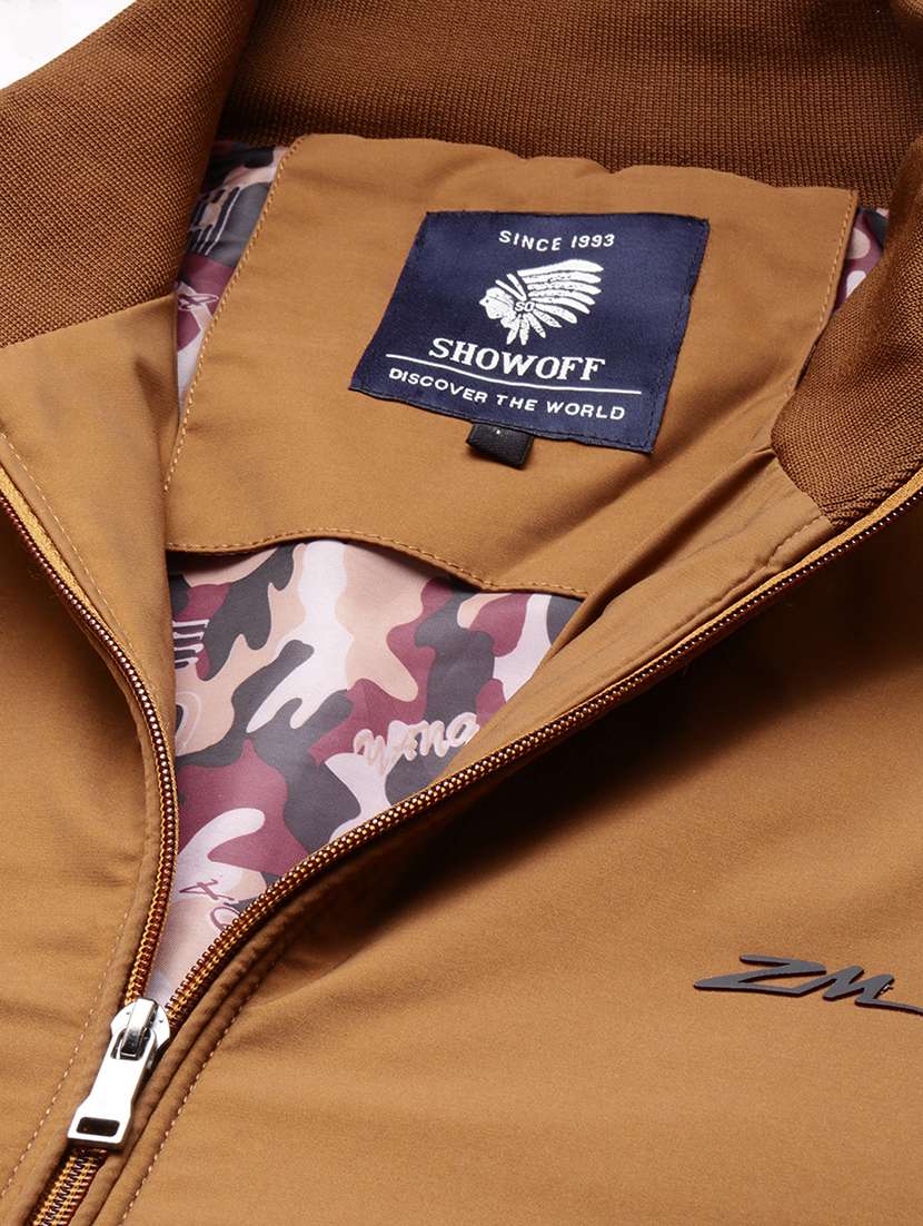 men brown solid casual jacket - 21514394 - Standard Image - 6