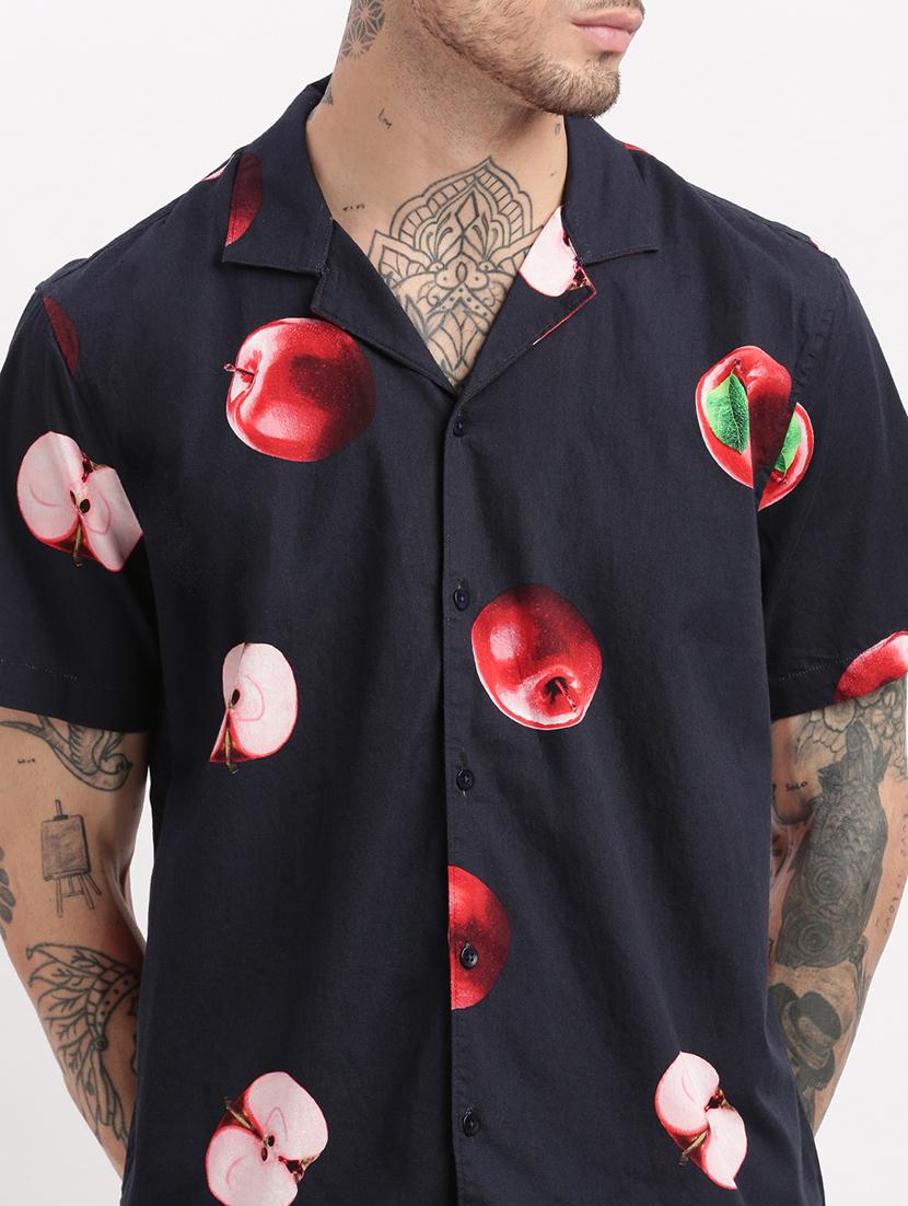 men cuban collared printed co-ord set - 21514396 - Standard Image - 4