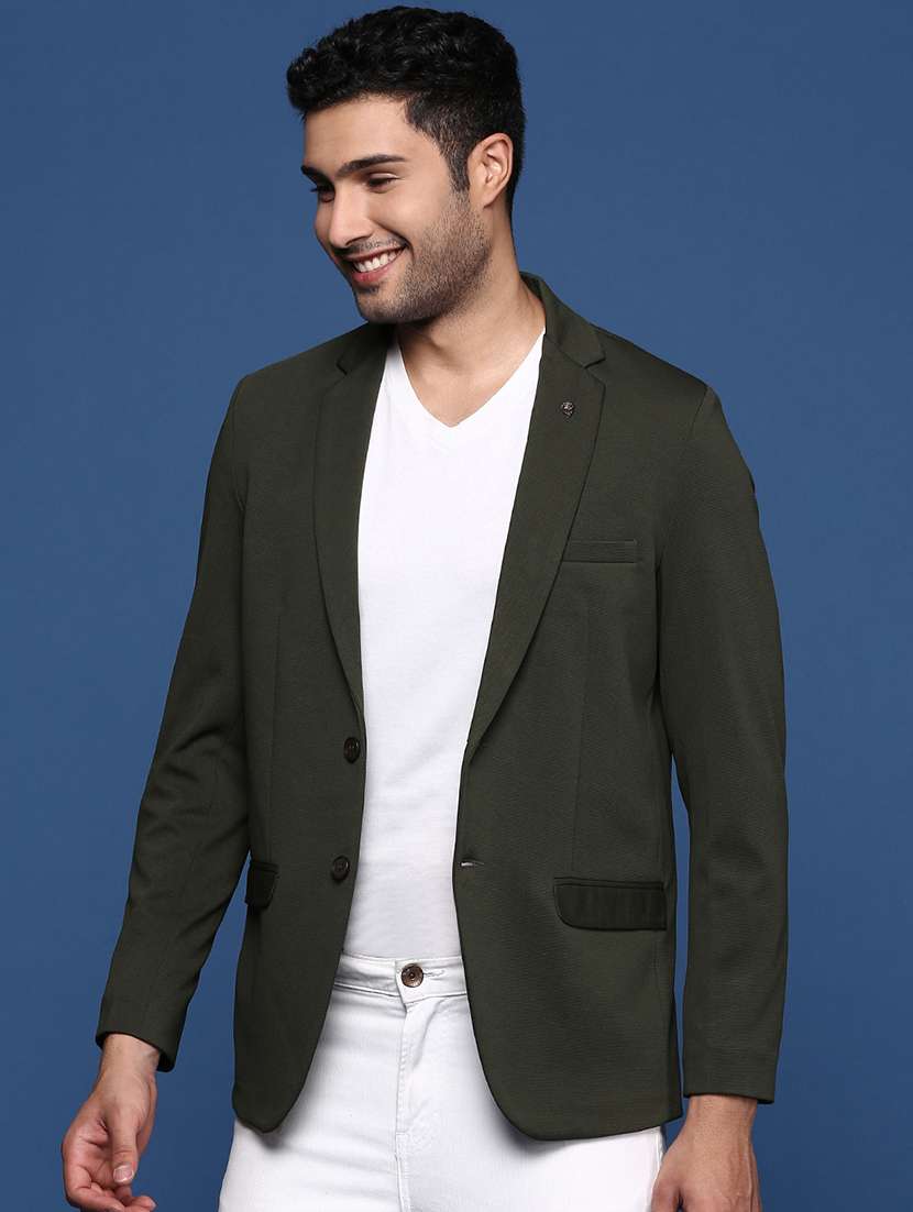 men solids single breasted casual blazer - 21514404 - Standard Image - 1