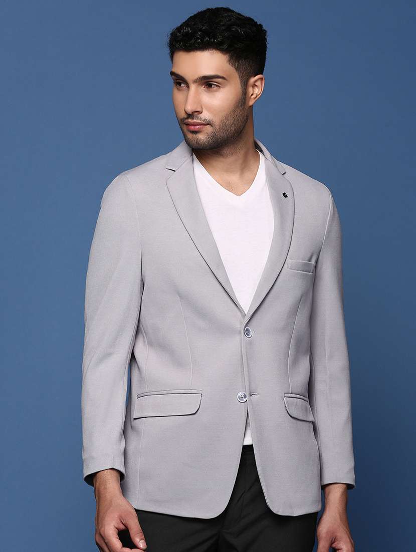 men long sleeve solid casual blazer