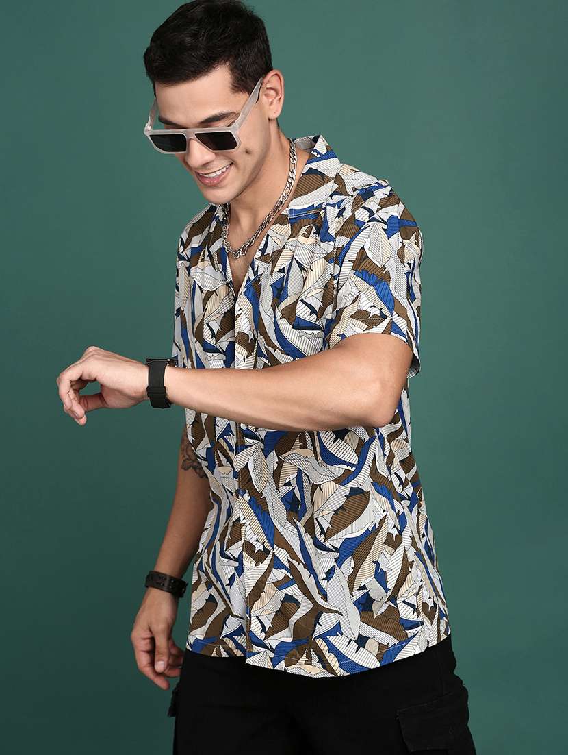 men multi colored cotton blend casual shirt - 21514422 -  Standard Image - 1