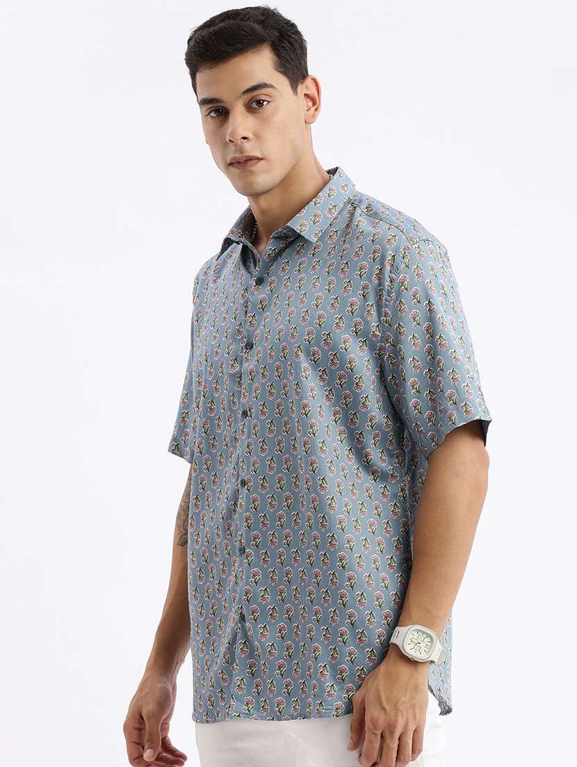 men florals short sleeves casual shirts - 21514423 -  Standard Image - 1