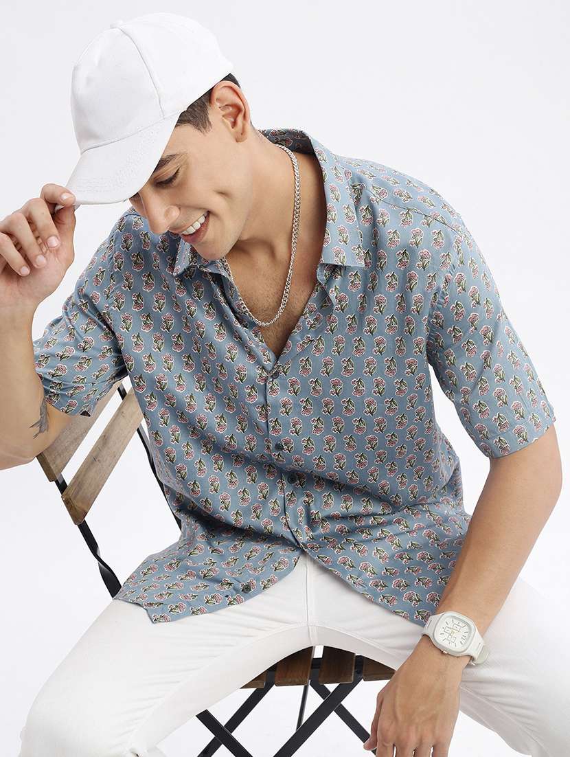 men florals short sleeves casual shirts - 21514423 -  Standard Image - 4