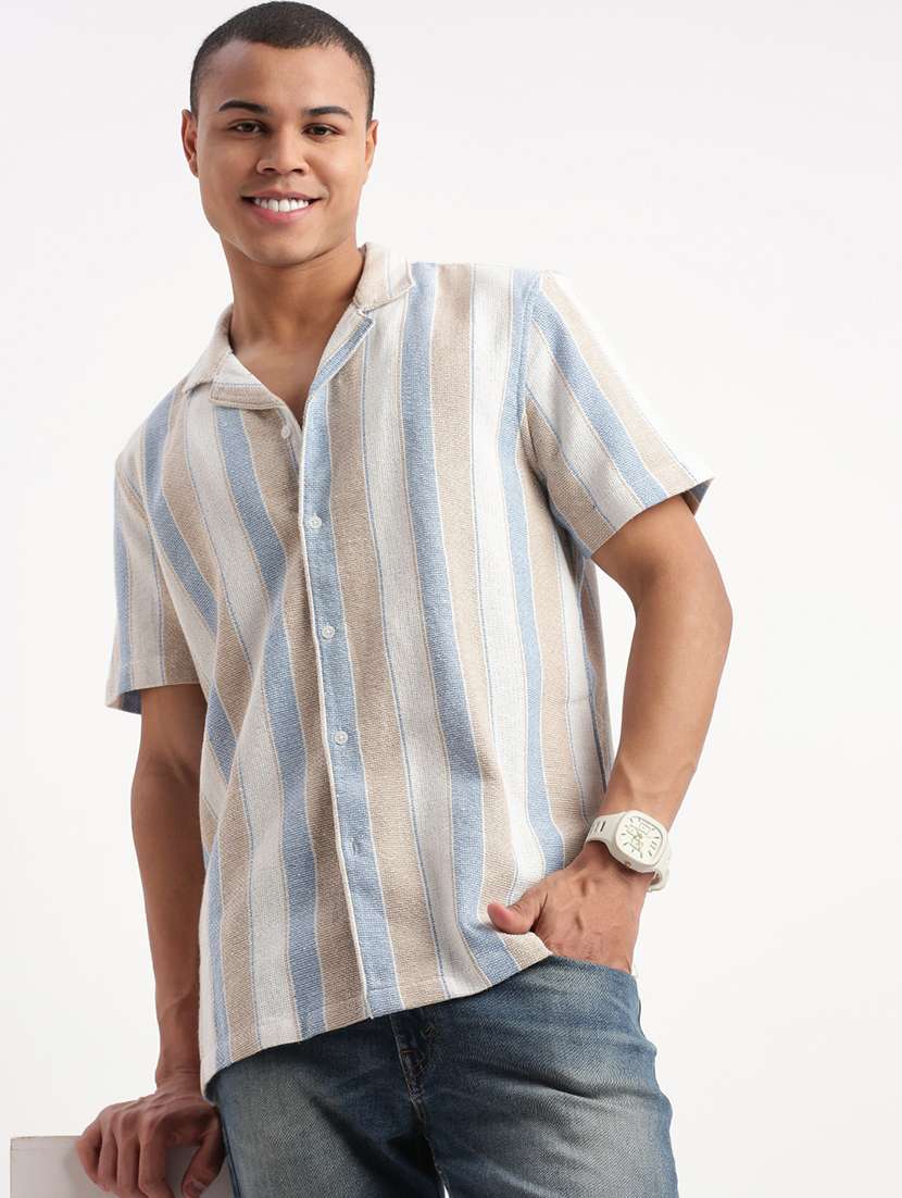 men collared stripes casual shirt - 21514428 -  Standard Image - 4