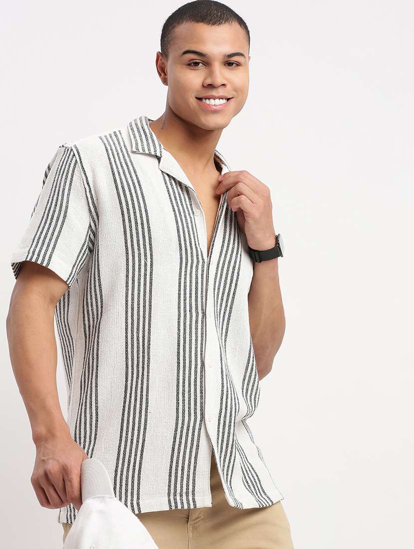 men stripes short sleeves casual shirts - 21514431 -  Standard Image - 1