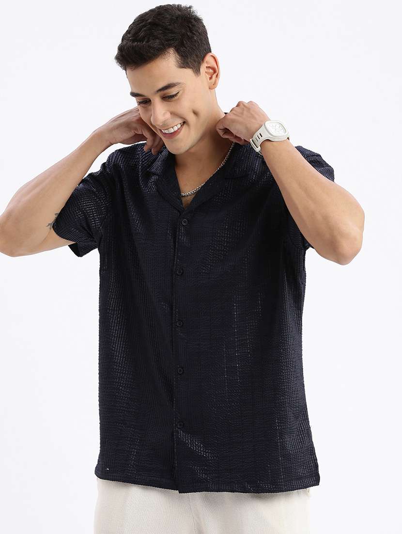 men black self-designed casual shirt - 21514433 -  Standard Image - 1