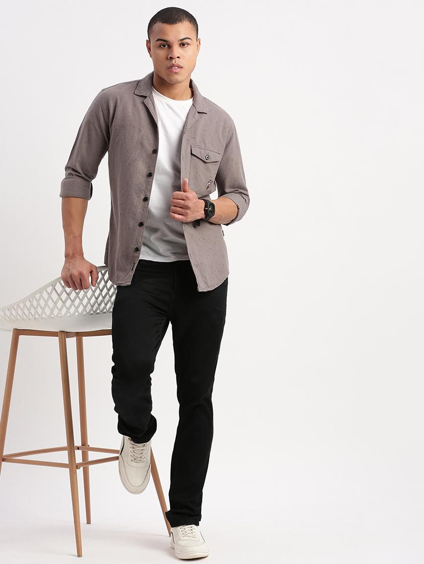 men grey self-designed casual shirt - 21514435 - Standard Image - 4