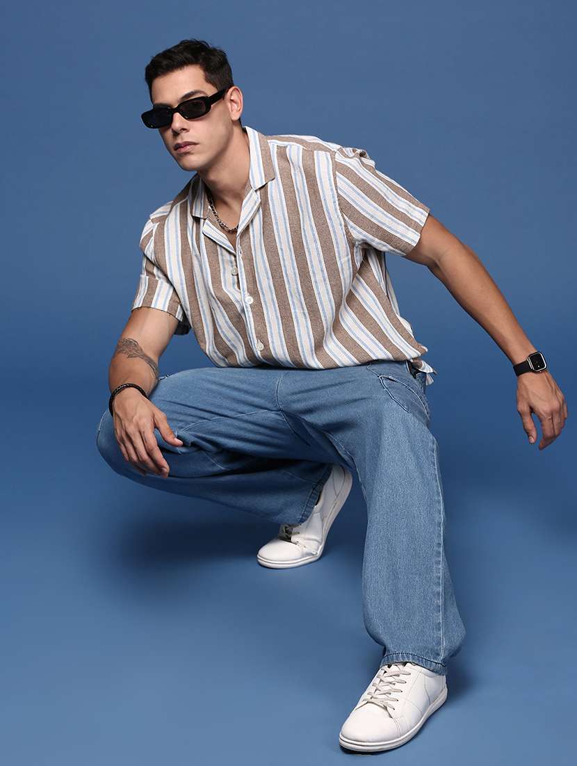 men stripes short sleeves casual shirt - 21514436 - Standard Image - 4