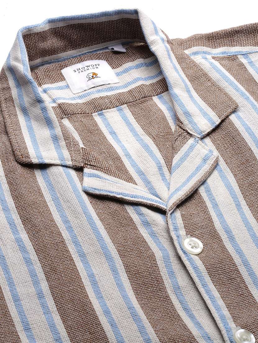 men stripes short sleeves casual shirt - 21514436 - Standard Image - 6