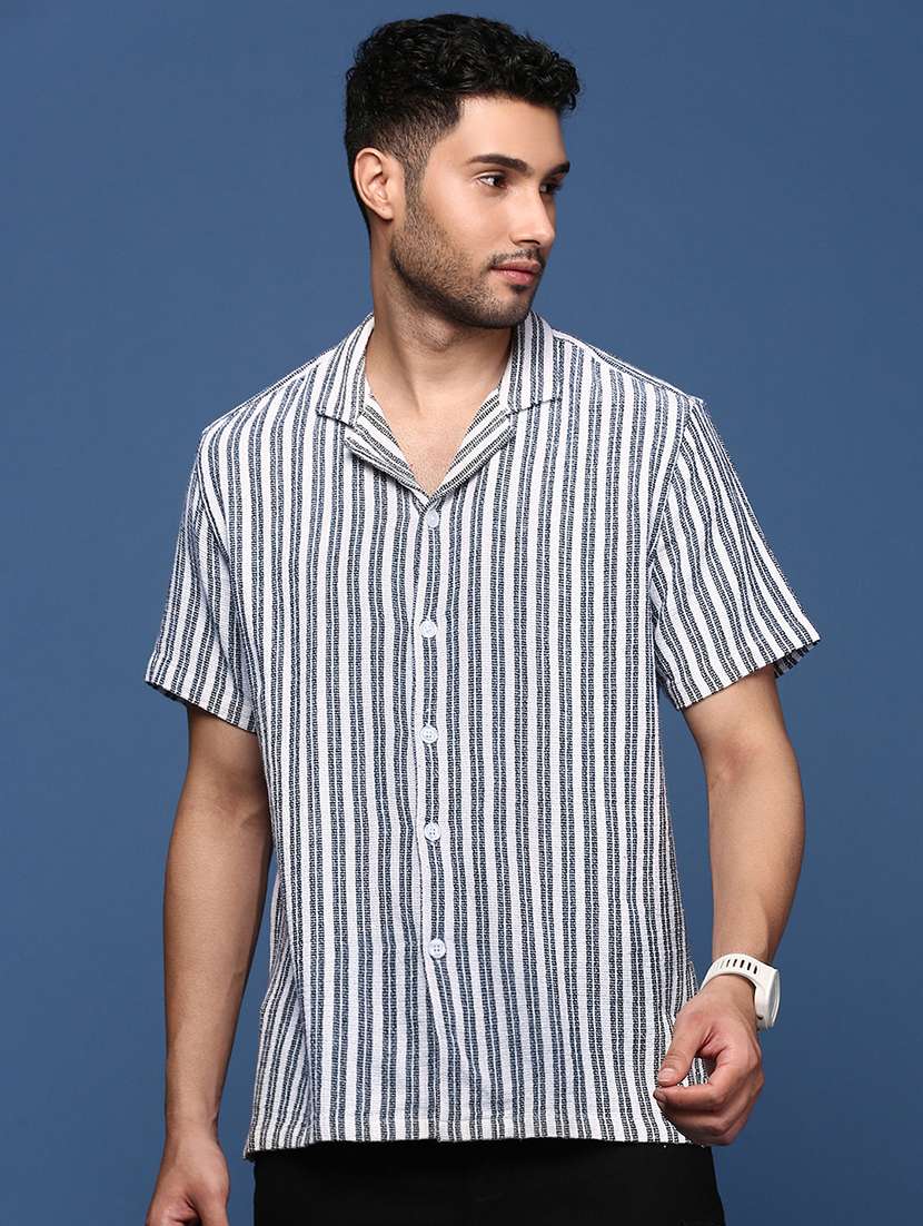 men collared stripes casual shirt