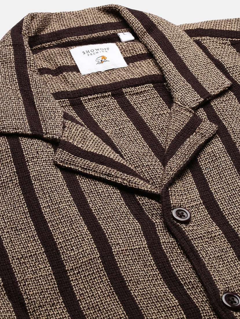 men brown self-designed casual shirt - 21514440 -  Standard Image - 6