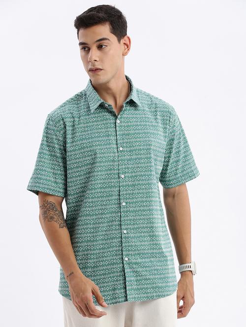 men green printed casual shirt - 21514441 - Standard Image - 0