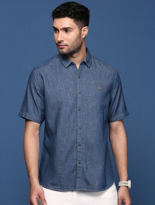 men solids shorts sleeves casual shirt - 21514442 - Standard Image - 0