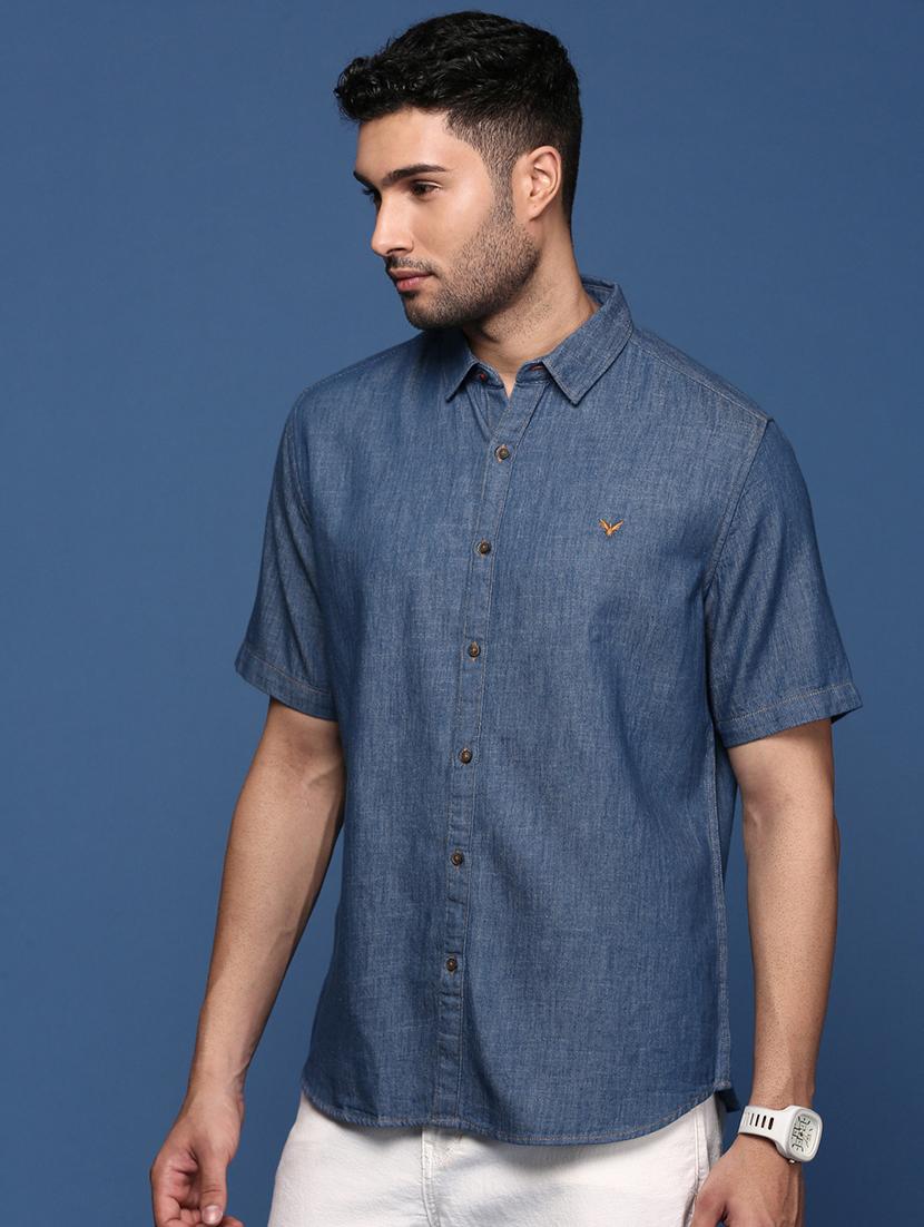 men solids shorts sleeves casual shirt - 21514442 - Standard Image - 1