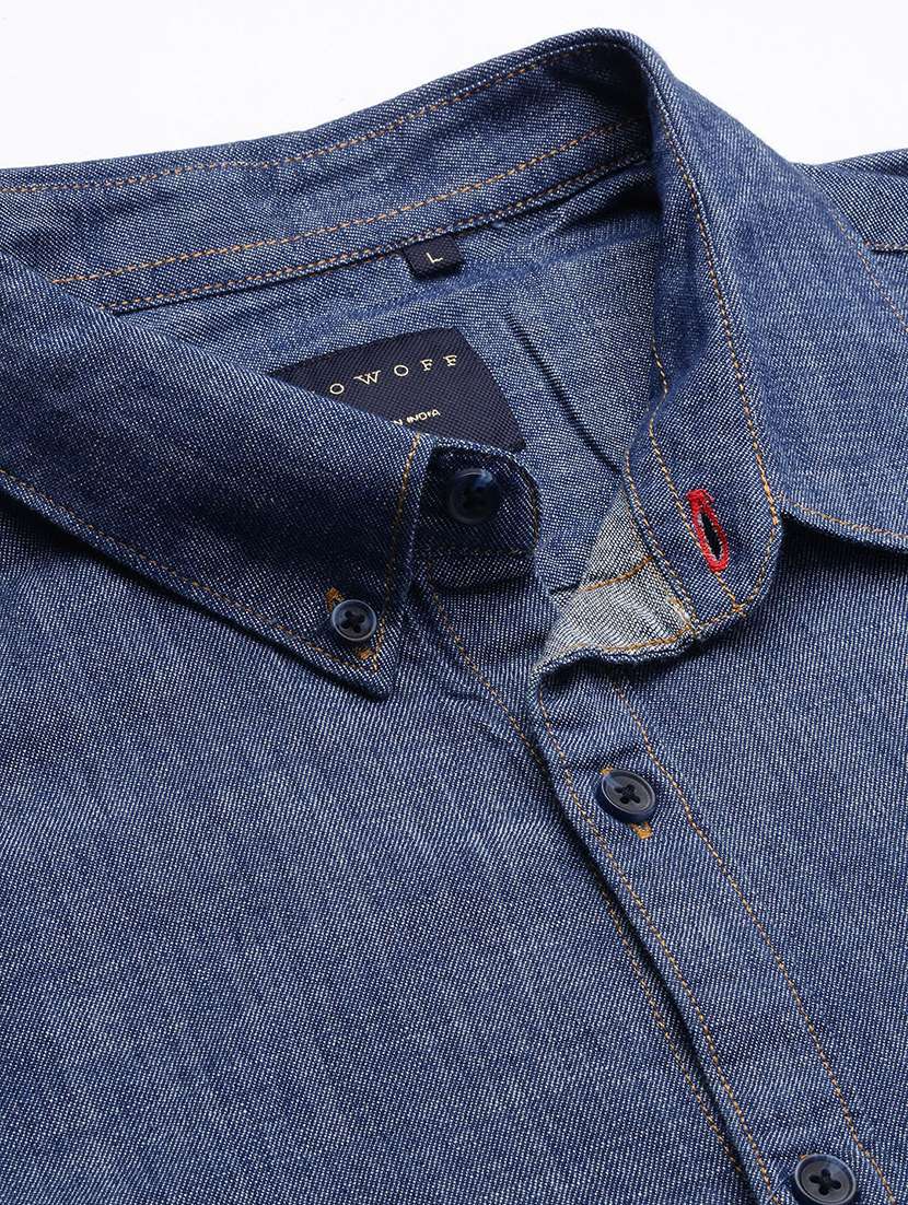 men navy blue solid casual shirt - 21514449 -  Standard Image - 6