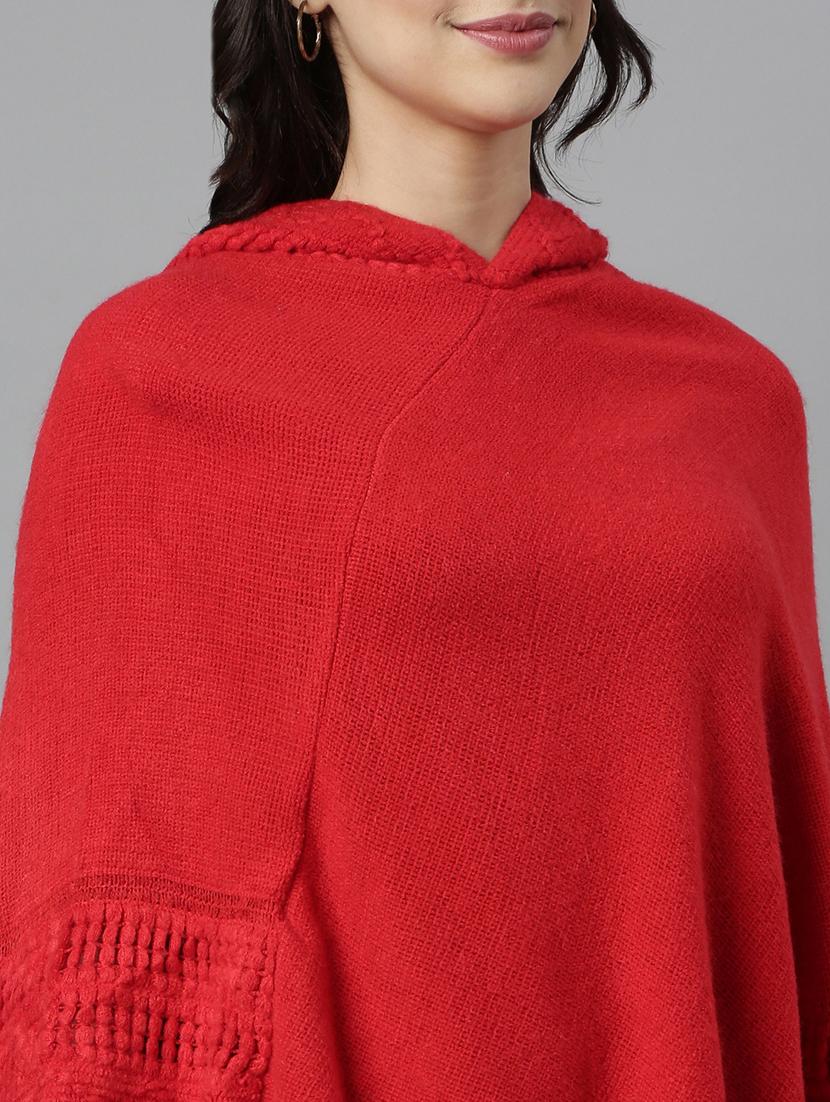 women self design hooded poncho - 21514472 - Standard Image - 6