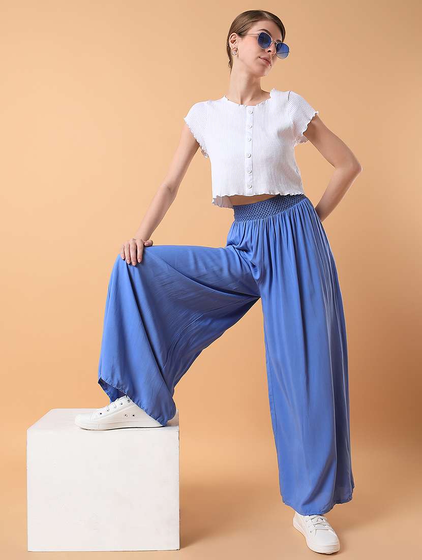 women solid flat front wide leg trouser - 21514479 - Standard Image - 4