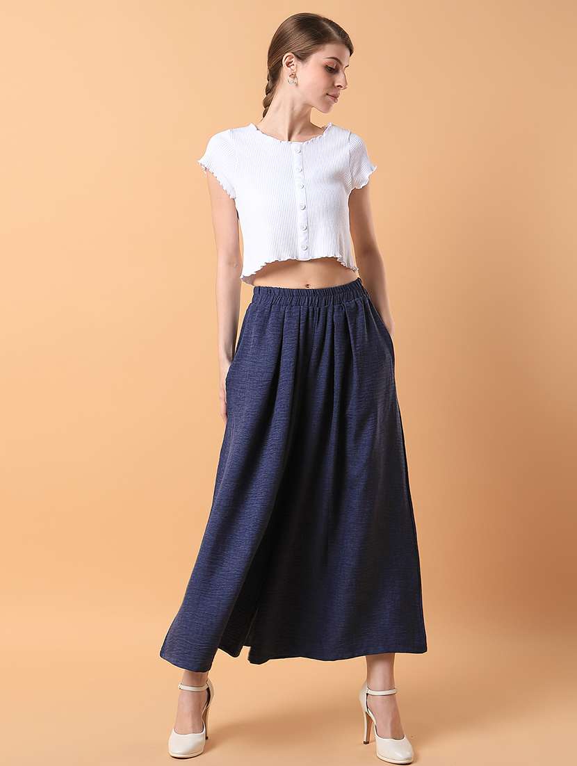 women solid pleated wide leg trouser - 21514480 -  Standard Image - 1