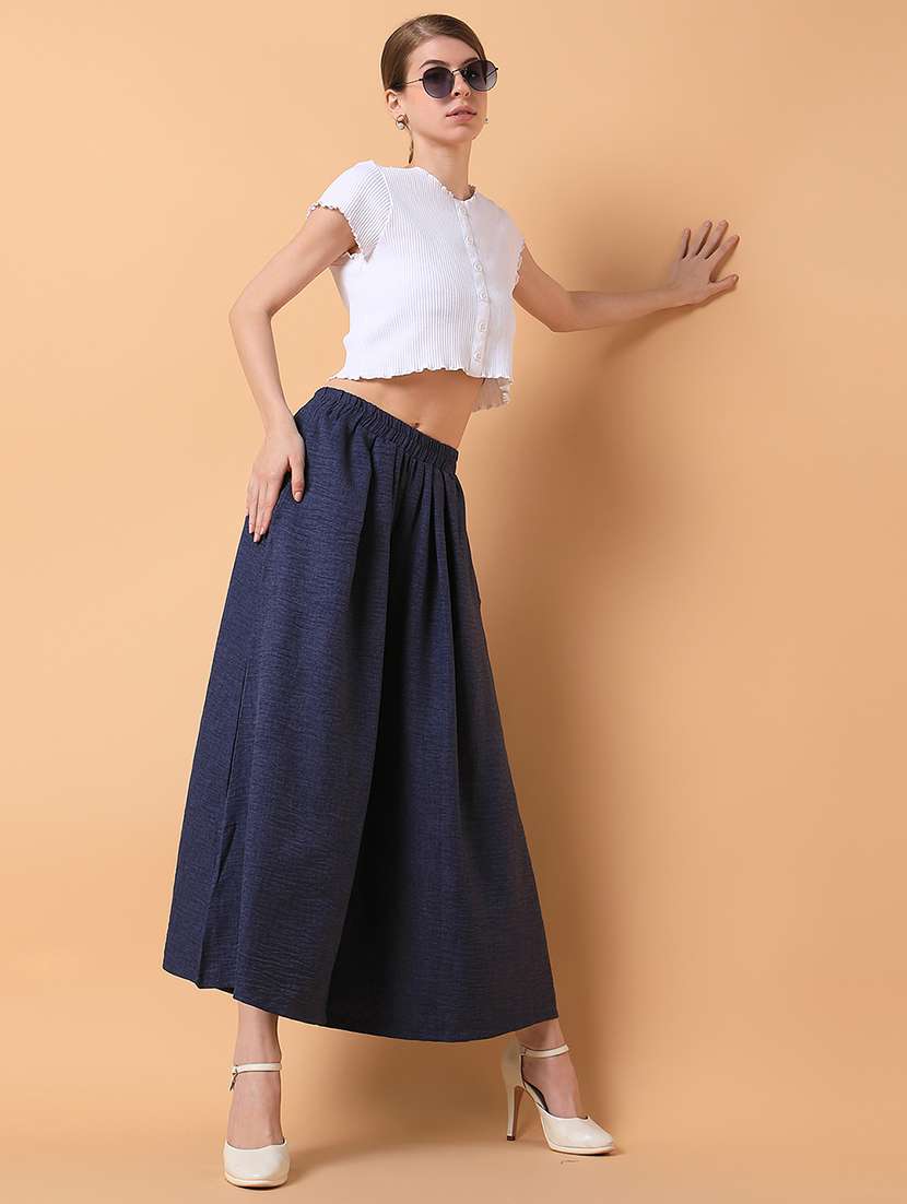 women solid pleated wide leg trouser - 21514480 -  Standard Image - 4